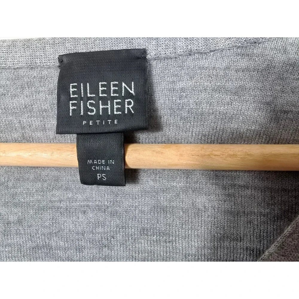 Eileen Fisher Cashmere Cardigan Petite S Gray Button Front Luxury Lagenlook‎